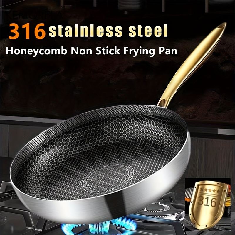 Home Cooking Cookbook - 316 RVS Koekenpan Wok Anti-aanbak Honeycomb